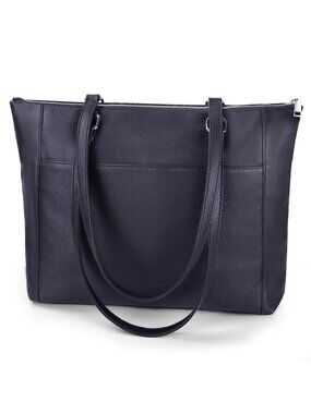 NWT! Befen Navy Blue Genuine Leather Large Laptop & Tote Bag
